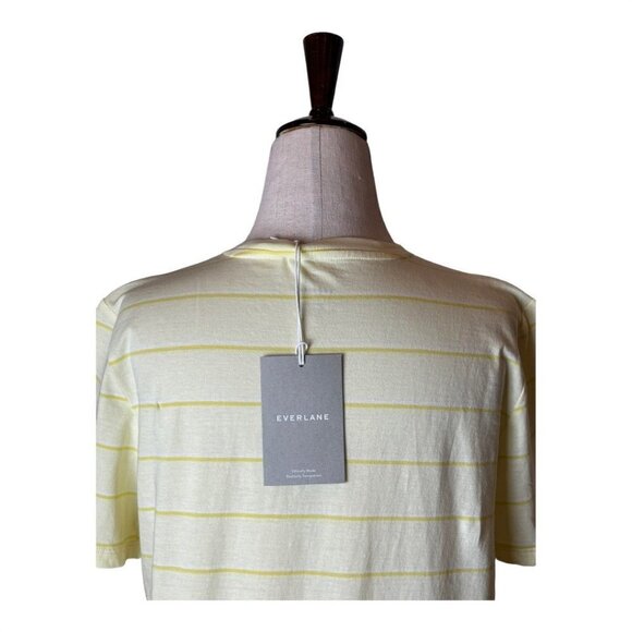 Everlane Yellow Striped Short Sleeve The Organic Cotton Crew Neck T‎ Shirt L NWT - Picture 5 of 11